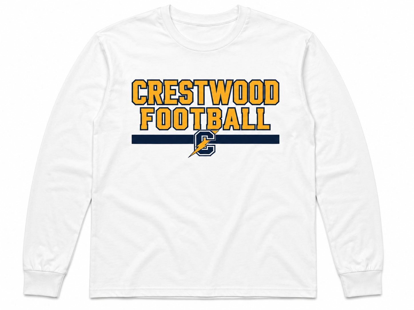 Long sleeve Crestwood Football white Tee